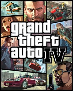 Arte de capa de Grand Theft Auto IV, usada aqui como ilustração do catálogo da Rockstar — a imagem não mostra o remake de Max Payne
