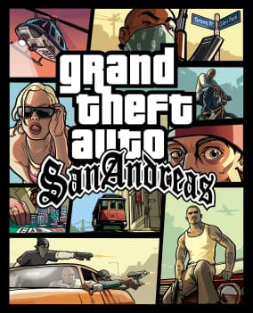 Arte de capa de Grand Theft Auto: San Andreas, um dos jogos mais modificados da série, usada aqui como ilustração — a imagem não mostra nenhum mod específico